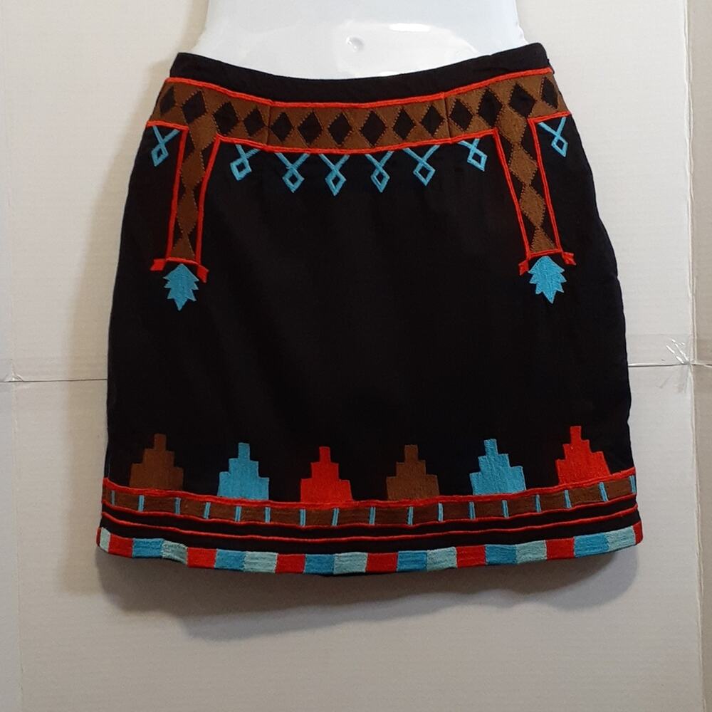 Roja Women's Black Decorative Embroidered Skirt. Size S
